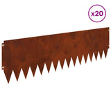 Lawn Edging 20 pcs 103 x 30 cm Steel Rusty 8008517
