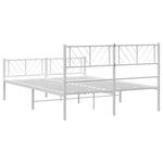 ZNTS Metal Bed Frame without Mattress with Footboard White 160x200cm 372249