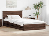 Bed Frame with Drawer Brown Oak 100 x 200 cm Engineer Wood 3410741