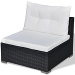 6 Piece Garden Lounge Set with Cushions Poly Rattan Black 42743