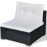 6 Piece Garden Lounge Set with Cushions Poly Rattan Black 42743