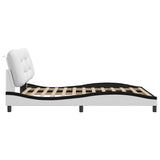 Bed Frame with LED without Mattress "Hvar" White and Black 160x200 cm 3213947