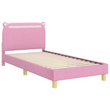 Children's Bed Frame with Headboard Pink 90 x 190 cm Fabric 42011222