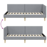 Corner Bed Frame Light Grey 90 cm x 200 cm Velvet 42016189
