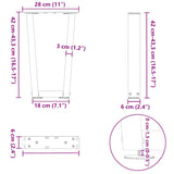 ZNTS Dining Table Legs V-Shape 2 pcs Natural Steel 28x cm Steel 4012623