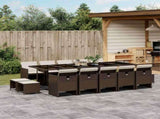 15 Piece Garden Dining Set with Cushions Brown Poly Rattan 3210633