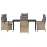 Garden Dining Set with Cushion 5 pcs Beige Poly Rattan 3380515