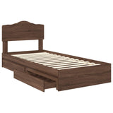 Storage Bed with Drawer Brown Oak 90 x 200 cm Engineered Wood 3413137