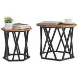 Side Table 2 pcs Reclaimed Wood Engineered Wood and Steel 868247