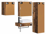 Bathroom Furniture Set 5 pcs Old Wood Engineered Wood and Glass 3407277