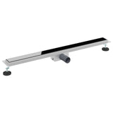 Shower Drain with Glass Cover Black 90 cm Stainless Steel 304 42015953