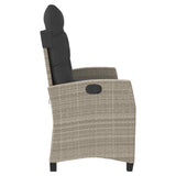Reclining Garden Bench with Cushions Light Grey Poly Rattan 368231