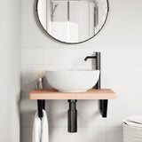 Basin Shelf Wall Mounted Steel and Solid Wood Beech 3302363
