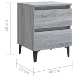 Bed Cabinet with Metal Legs Grey Sonoma 40x35x50 cm 813130