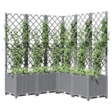 ZNTS Garden Planter with Trellis Light Grey 120x120x136 cm PP 153278