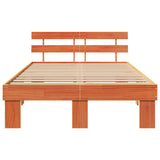 Bed Frame with Headboard Wax Brown 120 x 200 cm Solid Pine Wood 872445