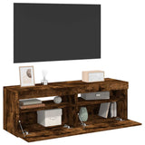 TV Cabinets 2 pcs with LED Lights Smoked Oak 60x35x40 cm 815679