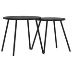 ZNTS Garden Coffee Tables 2 pcs Round Black Powder-coated Steel 4008112