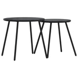 ZNTS Garden Coffee Tables 2 pcs Round Black Powder-coated Steel 4008112