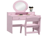 Kids Dressing Table Set Kids Make up Table with Stool and Mirror, Storage Drawers, Gift for Aged 3-8 T3398P379024