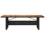 Garden Table with Acacia Wood Top Black 240x90x75 cm Poly Rattan 365595
