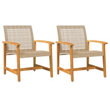 Garden Chairs 2 pcs Beige Poly Rattan and Acacia Wood 367597