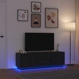 TV Cabinet with LED Lights Black Oak 160.5x41x50 cm 3328427