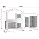 Outdoor Large Rabbit Hutch Brown and White 145x45x84 cm Wood 170841