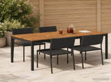 Garden Dinner Table Natural and Black 196 x 100.5 x 75 cm 3394419