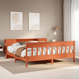 Bookcase Bed without Mattress Wax Brown 180x200 cm Super King Solid Wood Pine 3323175
