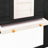Outdoor Rabbit Hutch with Run Grey and White Solid Fir Wood 170873