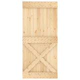 Sliding Door Natural and Black 95 x 210 cm Solid Pine Wood 3445168
