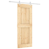 Sliding Door Natural and White 80 x 210 cm Solid Pine Wood 3445108