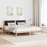 Bed Frame with Headboard Black 200 x 200 cm Solid Pine Wood 3394230