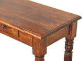 Solid Wood Turned Legs 3 Drawer Chestnut Console, 3 Drawers, Dark Brown B2743P403487