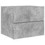 ZNTS Wall-mounted Bedside Cabinet with LED Lights Concrete Gery 836818