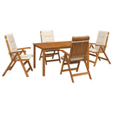 5-Piece Garden Dining Set Natural Solid Acacia Wood 3434566