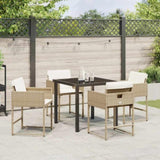 Garden Dining Set with Cushion 5 pcs Beige Poly Rattan 3380020
