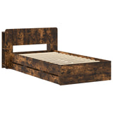 Bed Frame with Storage Smoked Oak 80 x 200 cm Engineered Wood 3433916