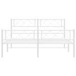 ZNTS Metal Bed Frame without Mattress with Footboard White 150x200cm 372346