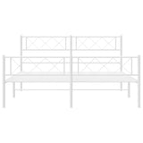 ZNTS Metal Bed Frame without Mattress with Footboard White 150x200cm 372346