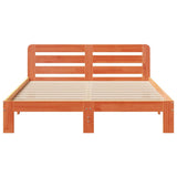 Bed Frame without Mattress Wax Brown 150x200 cm King Size Solid Wood Pine 855554