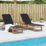 ZNTS Sun Loungers 2 pcs with Table Black Solid Wood Acacia 3214216