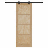 Sliding Door Natural and Black 83 x 232 cm Solid Pine Wood 3333536