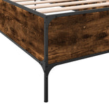 ZNTS Bed Frame Smoked Oak 75x190 cm Small Single Engineered Wood and Metal 844993