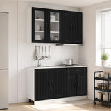 Kitchen Unit LUCCA 4 pcs Black Engineered Wood 3438316