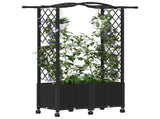 Raised Bed with Trellis and Roof Black 125 x 40 x 144 cm PP 3423014