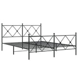 Metal Bed Frame without Mattress with Footboard Black 150x200cm 376522