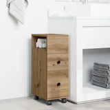 Narrow Bathroom Cabinet with Wheels Artisan Oak Engineered Wood 855240