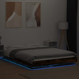 Bed Frame with LED Lights without Mattress Smoked Oak 120x200cm 3281109